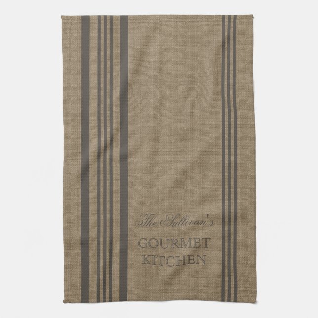 French Style Stripe Burlap Personalisiert Kitchen Handtuch (Vertikal)
