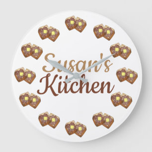 French Toast Brunch Frühstück Mittag Küche Große Wanduhr