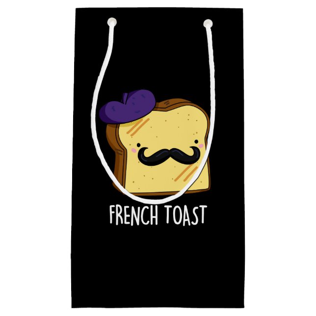 French Toast Funny Bread Pun DArk BG Kleine Geschenktüte (Vorderseite)
