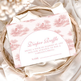 French Toile Baby Shower Pink Diapper Raffle Begleitkarte