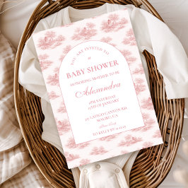 French Toile Baby Shower Pink Einladung