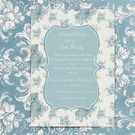 French Toile Bear und Bunny Baby Dusche Einladung