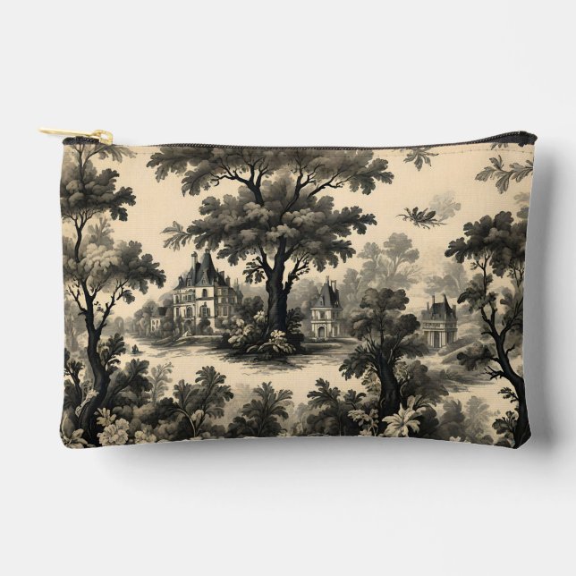French Toile - Black Design on Cream Zubehörtasche (Vorderseite)
