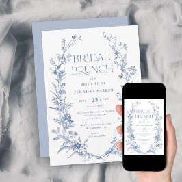 French Toile Blue Bridal Brunch Einladung