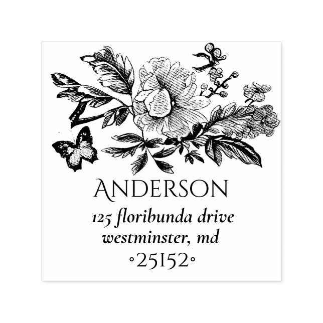 French Toile Bouquet Sketch Permastempel (Design)