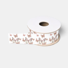 French Toile Butterfys Ribbon Ripsband
