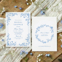 French Toile Chinoise Blue and White Bridal Shower