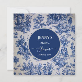 French Toile de Jouy Blue und White Brautparty Save The Date