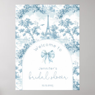 French Toile de Jouy Elegante arch Bridal Willkomm Poster