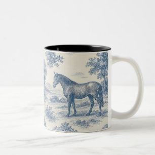 French Toile de Jouy Horse Pattern Zweifarbige Tasse