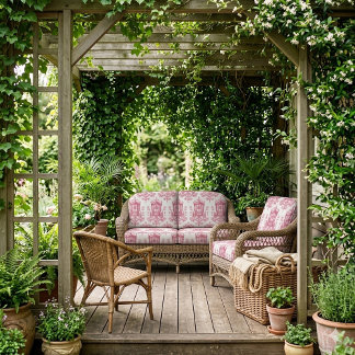 French Toile de Jouy Pink Luxury Chariot Vintage  Stoff