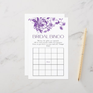 French Toile Lila Floral Bridal Bingo