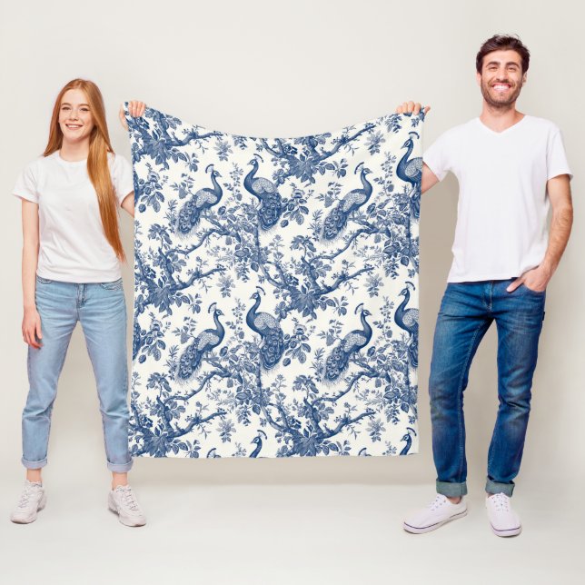 French Toile Peacock Muster Fleecedecke (Beispiel)