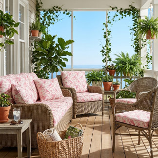 French Toile Rococo Garden Birds Wildlife Pattern  Stoff