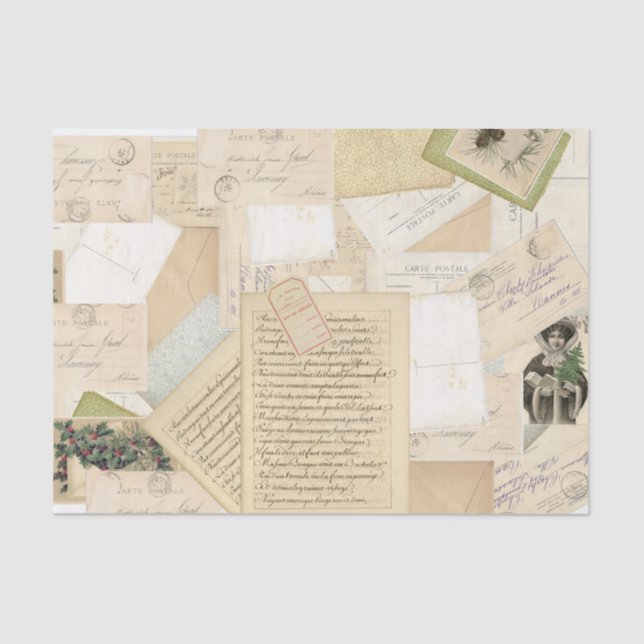 French Vintage Christmas Postcard Collage Seidenpapier (Vorderseite)