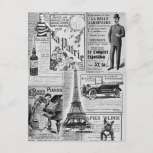 French Vintage Eiffel Postkarte