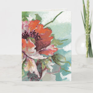 French Vintage Poppy Flower Thank You for Your Karte