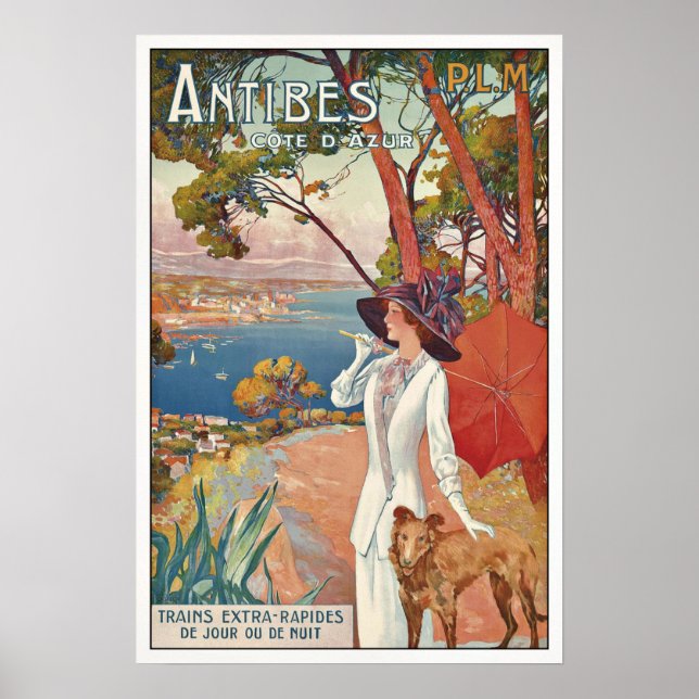 French Vintage Travel Poster Antibes Côte d'Azur (Vorne)
