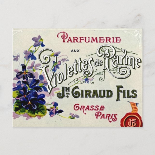 French Violette Parfüm Label Postkarte (Vorderseite)