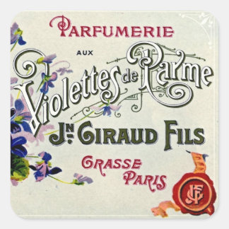 French Violette Parfüm Label Quadratischer Aufkleber