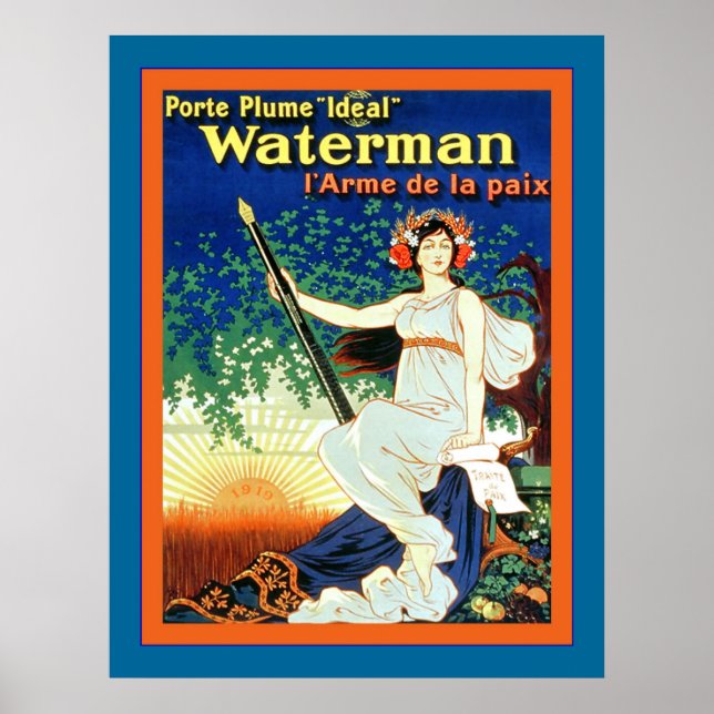 French Waterman Pen ~ Vintage Werbung Poster (Vorne)