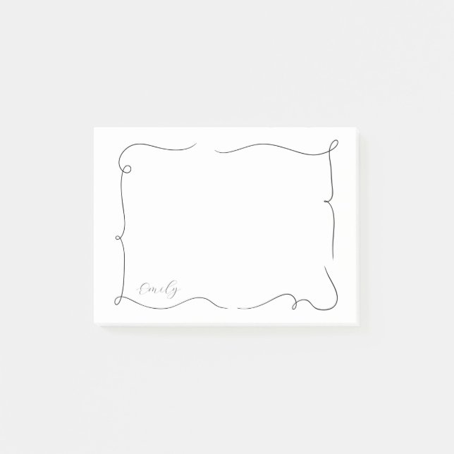 French Whimsical Script Custom Name  Post-it Klebezettel (Vorderseite)