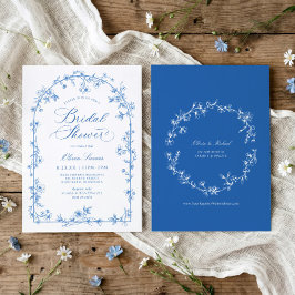 French Wildflower Toile Blue Bridal Shower Einladung