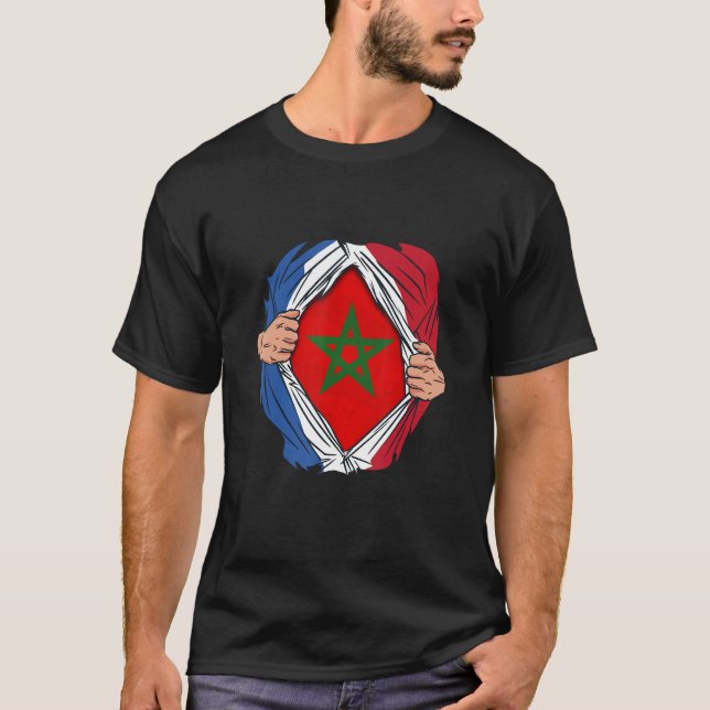 French with Moroccan roots Maroc Flag with France T-Shirt (Vorderseite)