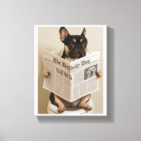 Frenchie auf der Toilette, Zeitung lesen