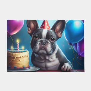 Frenchie Birthday Bash: Ein Niedlicher französisch Fußmatte