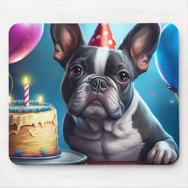 Frenchie Birthday Bash: Ein Niedlicher französisch Mousepad (Vorne)