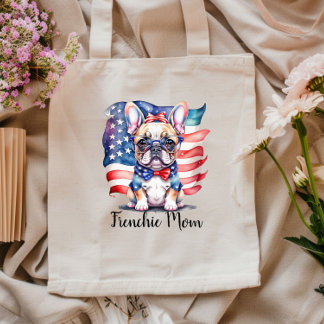 Frenchie Bulldog-Mama patriotische USA-Flagge  Tragetasche
