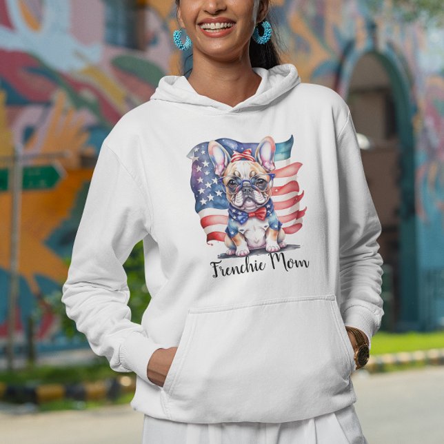 Frenchie Bulldog Mom Patriotic USA Flag  Hoodie (Von Creator hochgeladen)