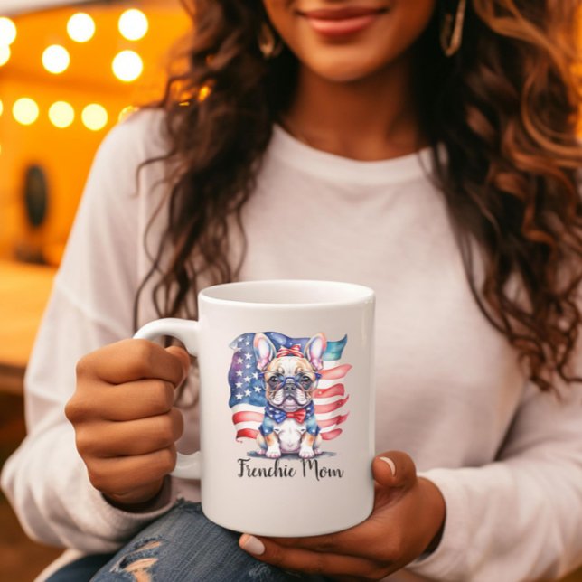 Frenchie Bulldog Mom Patriotic USA Flag  Jumbo-Tasse (Von Creator hochgeladen)