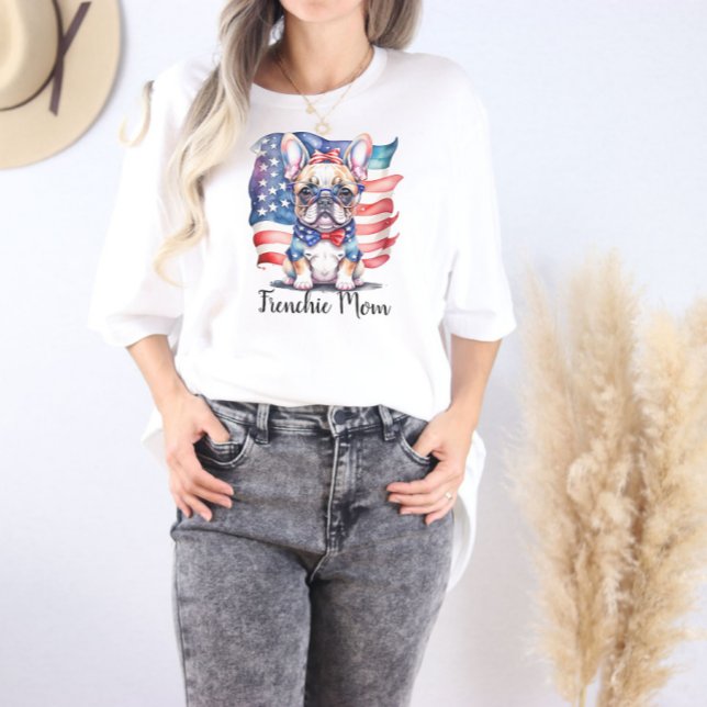 Frenchie Bulldog Mom Patriotic USA Flag  Tri-Blend Shirt (Von Creator hochgeladen)