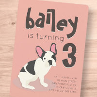 Frenchie Bulldog Welpe Hund zum Geburtstag Einladu