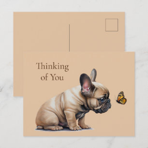 Frenchie & Butterfly Denken Sie an Sie Postkarte