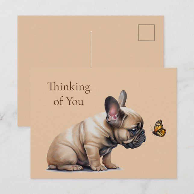 Frenchie & Butterfly Denken Sie an Sie Postkarte (Vorne/Hinten)