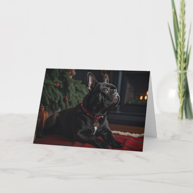 Frenchie Christmas Karte (Vorderseite)