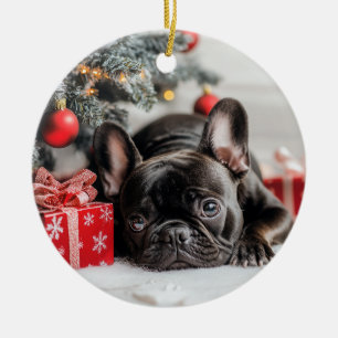 Frenchie Christmas Keramik Ornament
