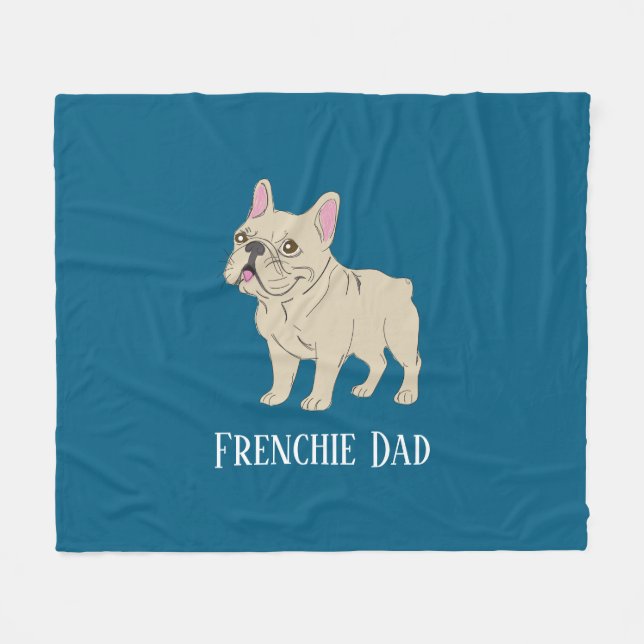 Frenchie Dad Fleecedecke (Vorderseite (Horizontal))