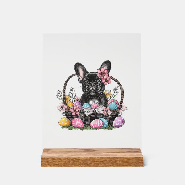 Frenchie Dog Easter Frenchie Dog Eggs Artwork T-Sh Acrylschild (Vorderseite)
