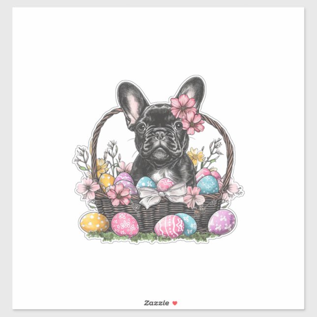 Frenchie Dog Easter Frenchie Dog Eggs Artwork T-Sh Aufkleber (Blatt)