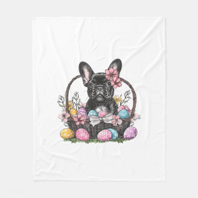Frenchie Dog Easter Frenchie Dog Eggs Artwork T-Sh Fleecedecke (Vorderseite)