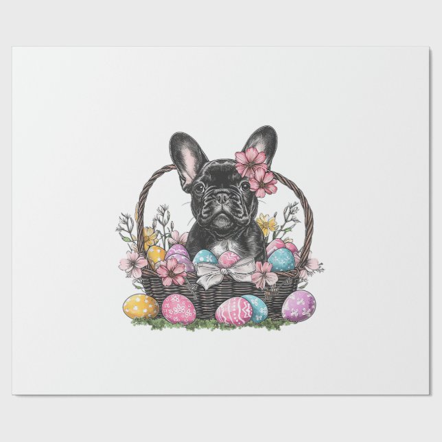 Frenchie Dog Easter Frenchie Dog Eggs Artwork T-Sh Geschenkpapier (Flach)