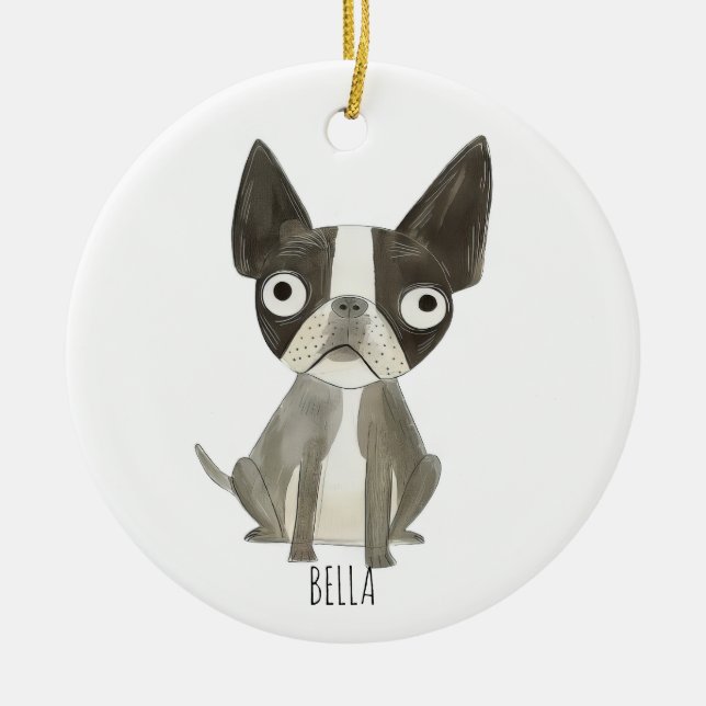 Frenchie Dog Keramik Ornament (Vorne)