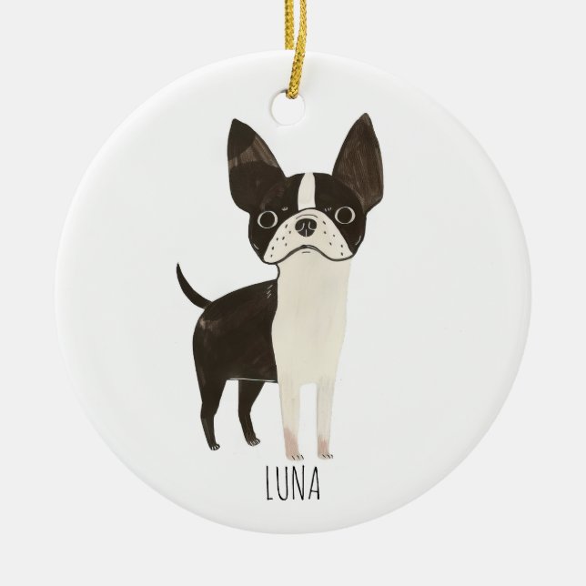 Frenchie Dog Keramik Ornament (Vorne)