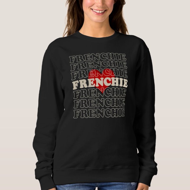 Frenchie Dog Niedlich Heart Retro Vintag Sweatshirt (Vorderseite)