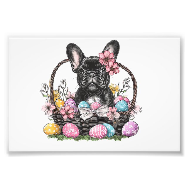 Frenchie Dog Ostern Frenchie Dog Eier Kunst T-Shir Fotodruck (Vorne)