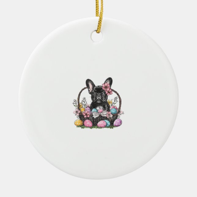 Frenchie Dog Ostern Frenchie Dog Eier Kunst T-Shir Keramik Ornament (Vorne)